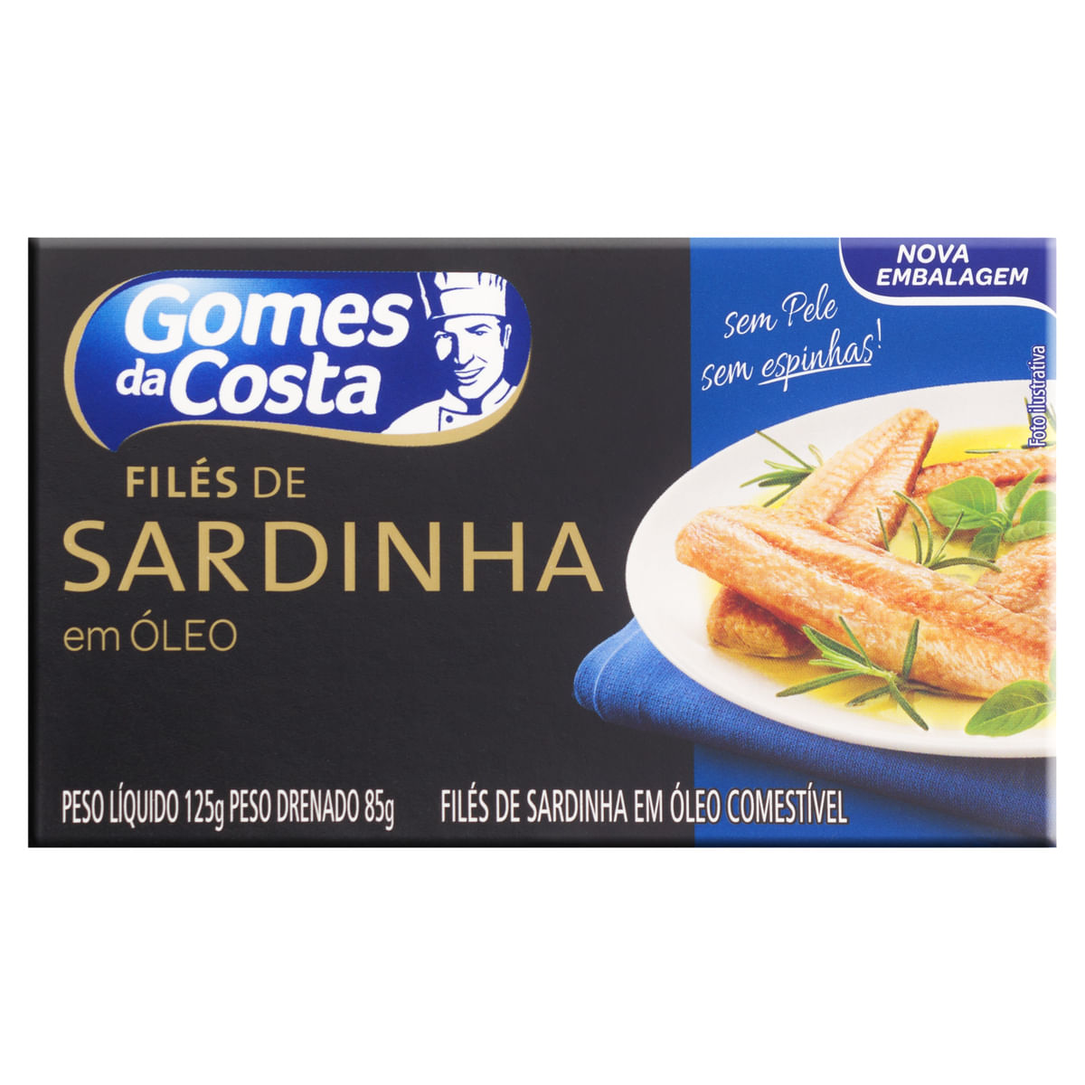 Filé de Sardinha com Óleo Gomes da Costa Pack com 3 Unidades 125g Cada