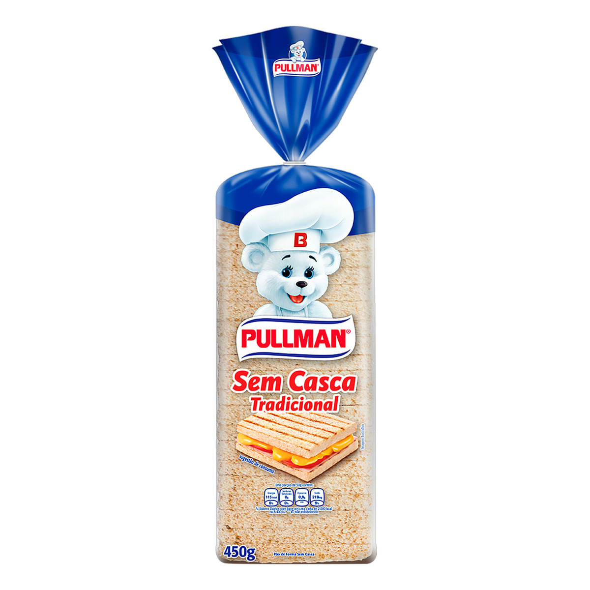 Pão de Forma sem Casca Tradicional Pullman Pacote 450g