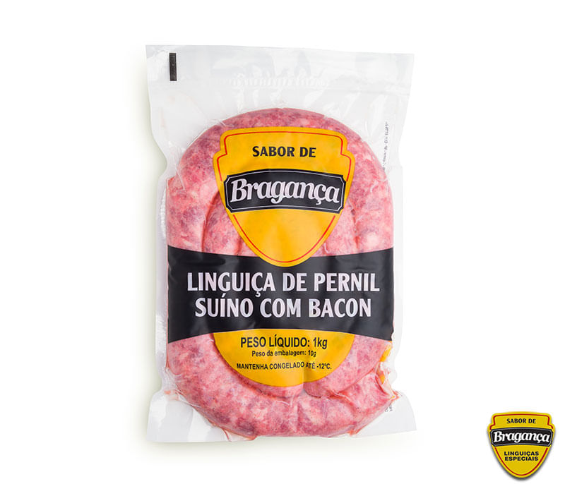 Linguiça de Pernil com Bacon Congelado Sabor de Bragança Pacote 1kg