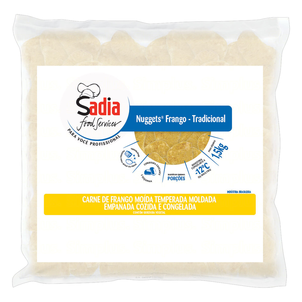 Empanado de Frango Tradicional Sadia Nuggets Food Service Pacote 1,5kg