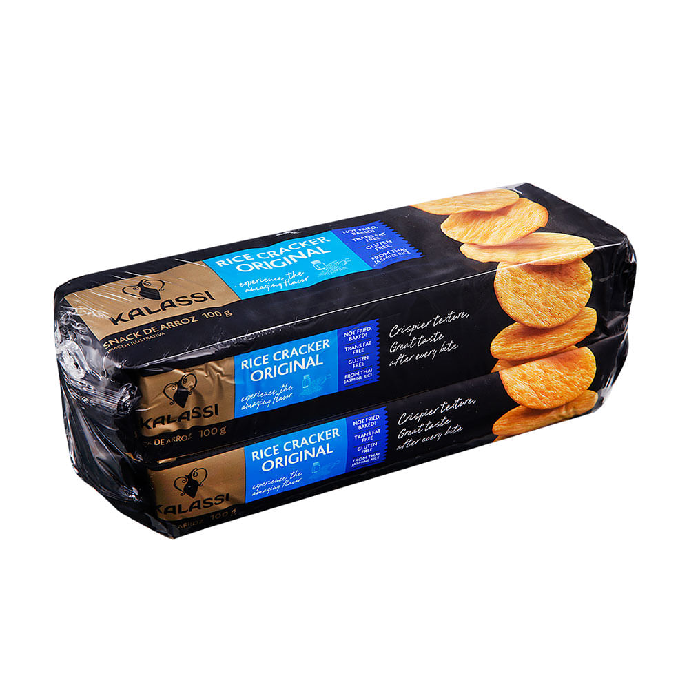 Snack de Arroz Sem Glúten Kalassi Original Pack com 2 Unidades 100G Cada