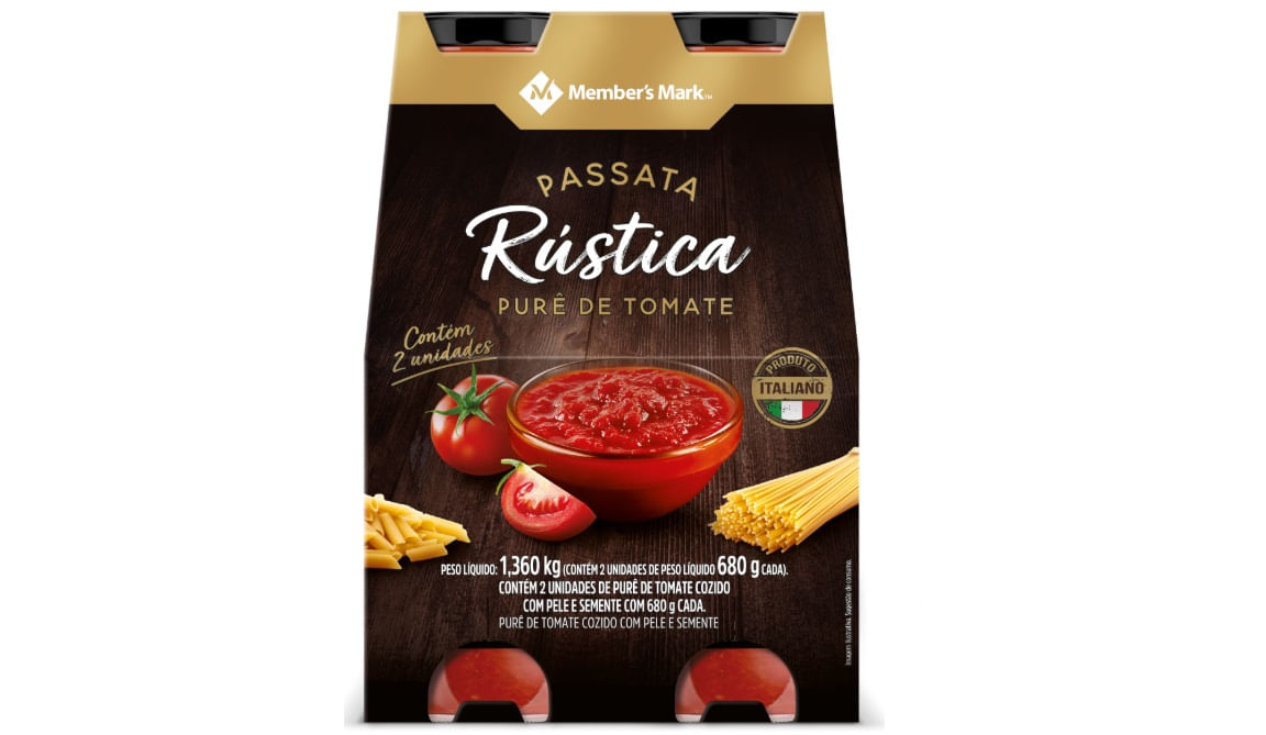 Purê de Tomate Passata Rústica Member's Mark Pack 2 Unidades 680g Cada