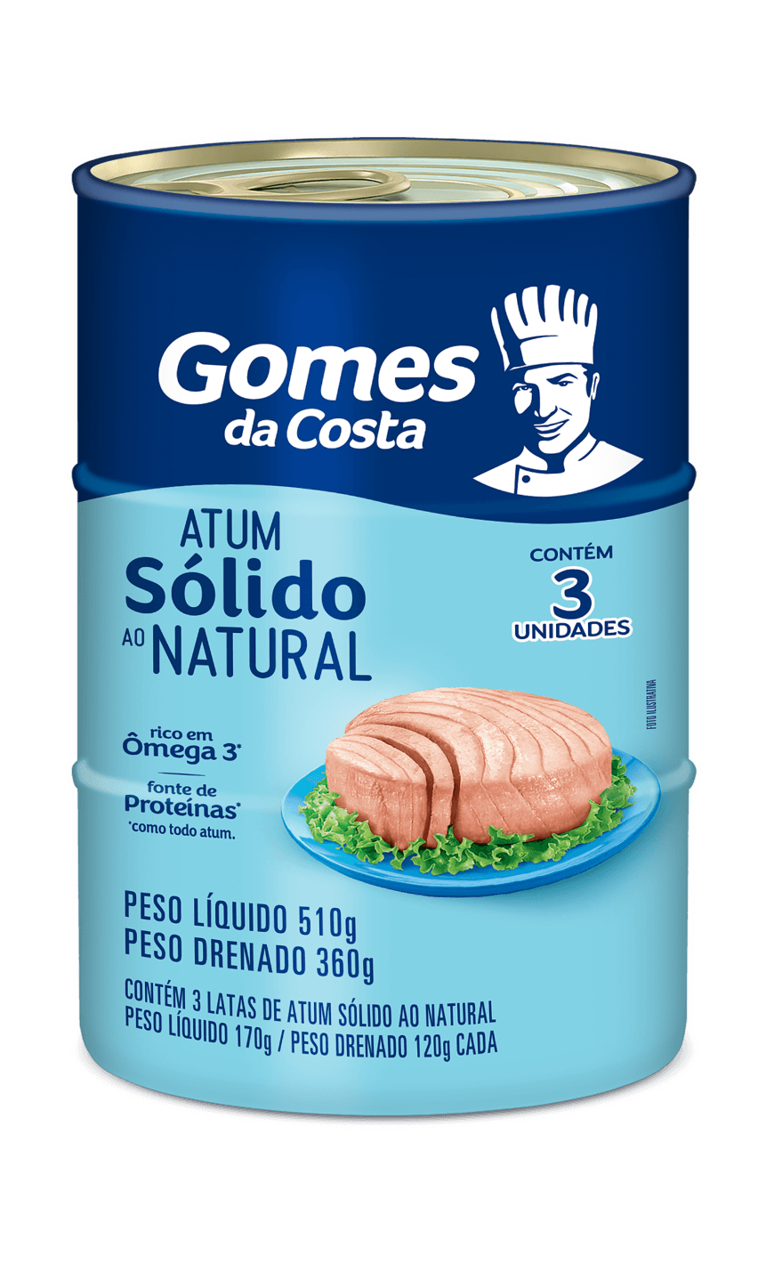 Atum Sólido ao Natural Gomes da Costa Pack com 3 Unidades de 170g Cada