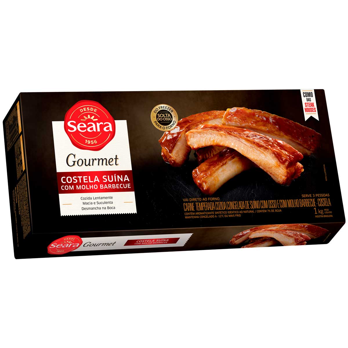 Costela Suína Congelada Temperada Molho Barbecue Seara Gourmet Caixa 1kg