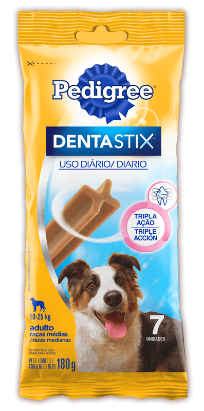 Petisco para Cães Adultos Raças Médias Pedigree Dentastix Cuidado Oral Pacote com 180g
