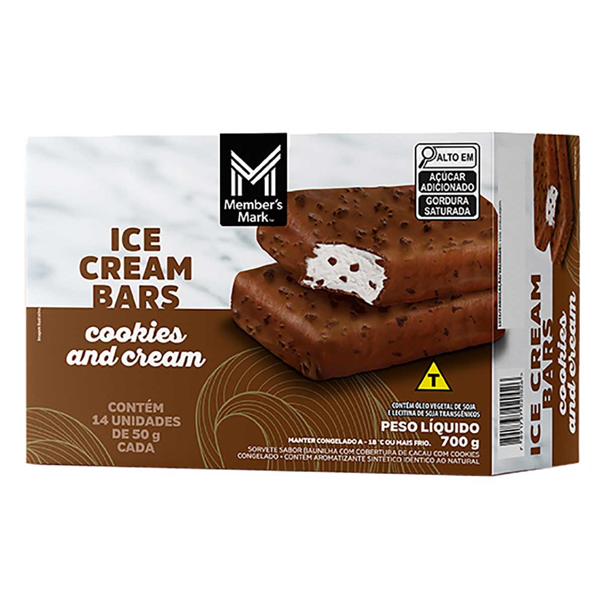 Sorvete Picolé Cookies/Cream Member's Mark 14x50g