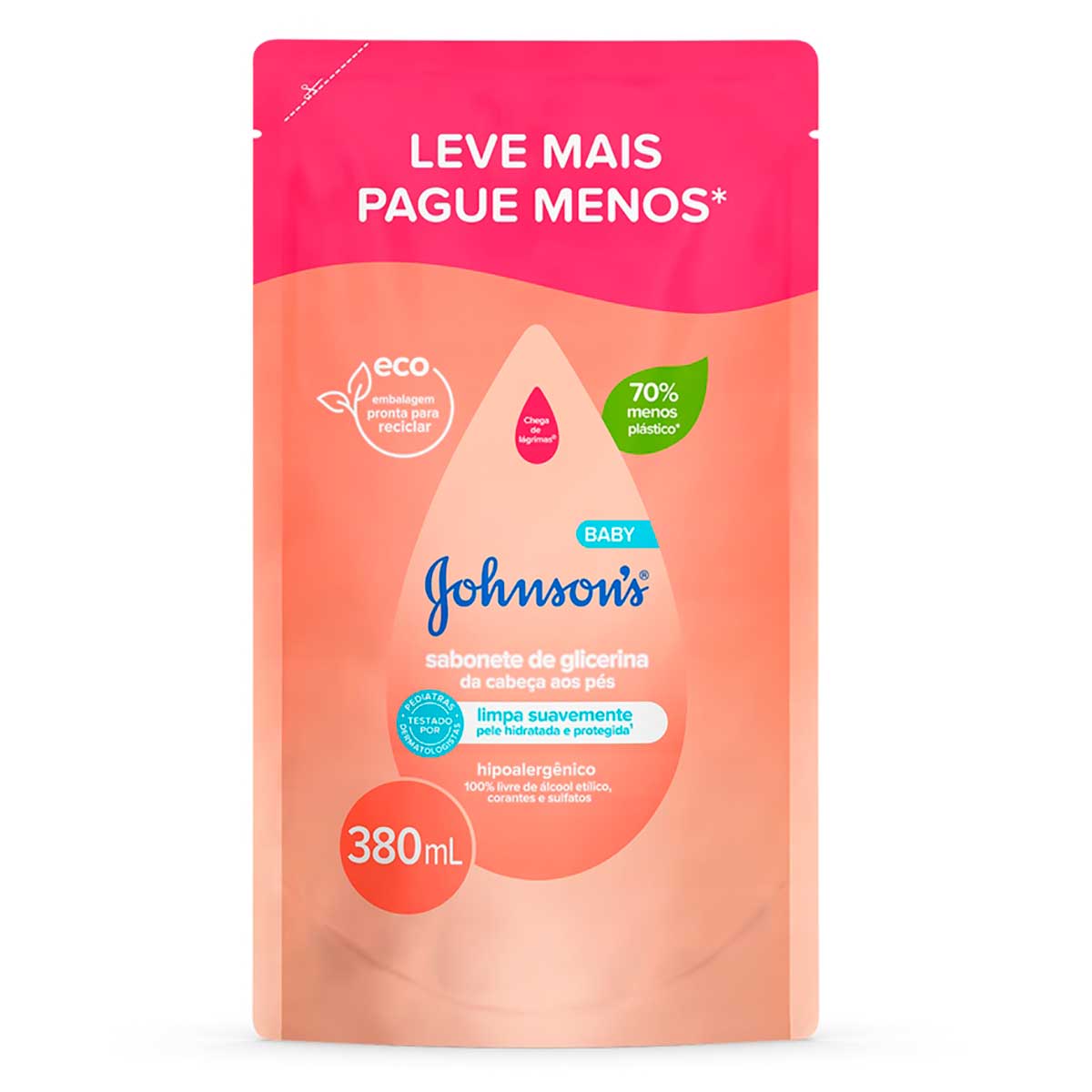 Sabonete Líquido Refil Glicerina Da Cabeça Aos Pés Johnson's Baby 380ml