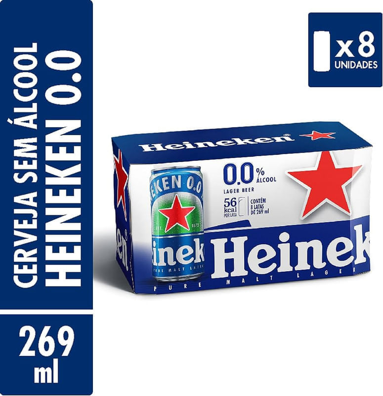 Produto Cerveja Heineken Zero Álcool Pack 8 Latas 269ml Cada da loja Sam's no valor de: 28,72
