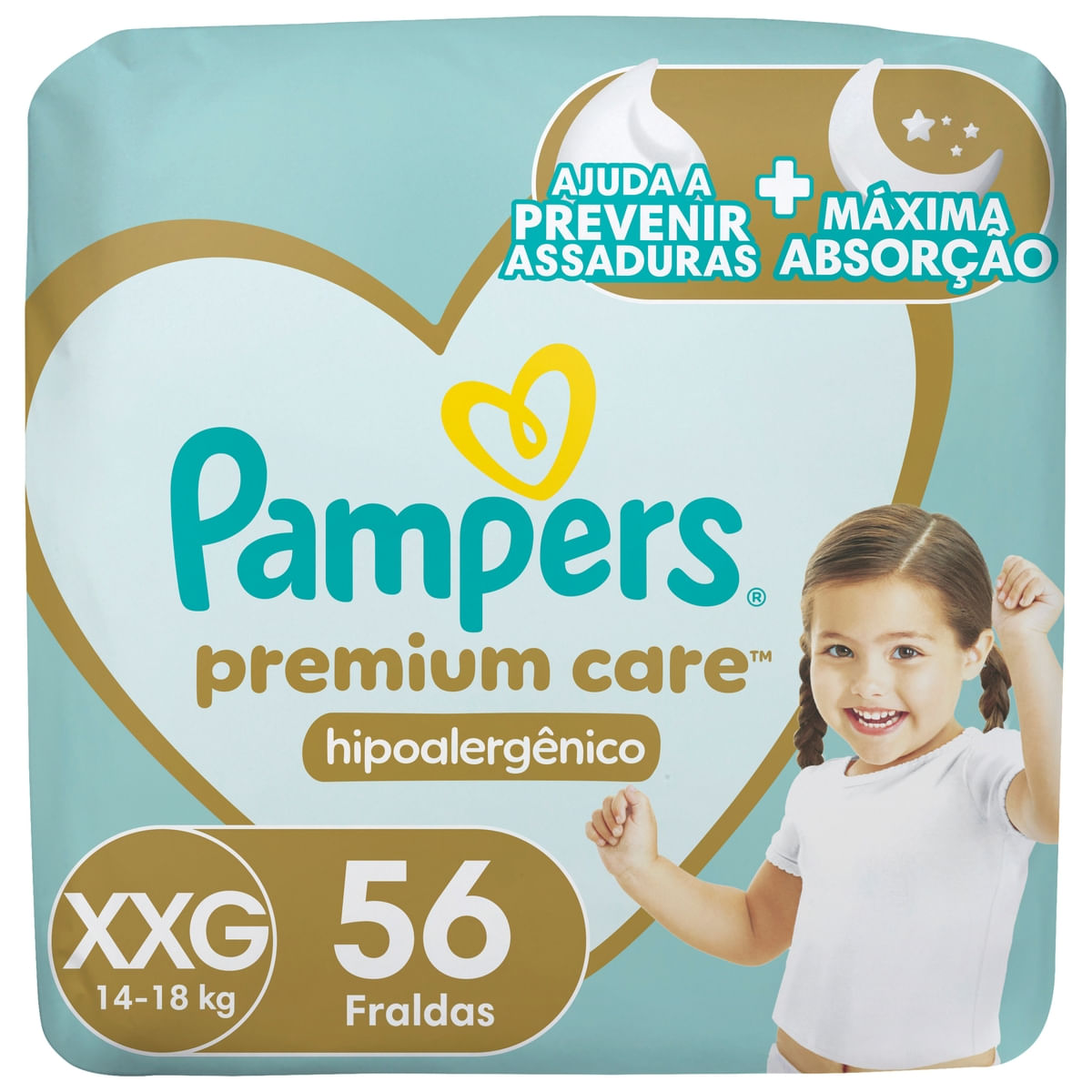 Fraldas Descartável Pampers Premium Care Tamanho XXG 56 Unidades