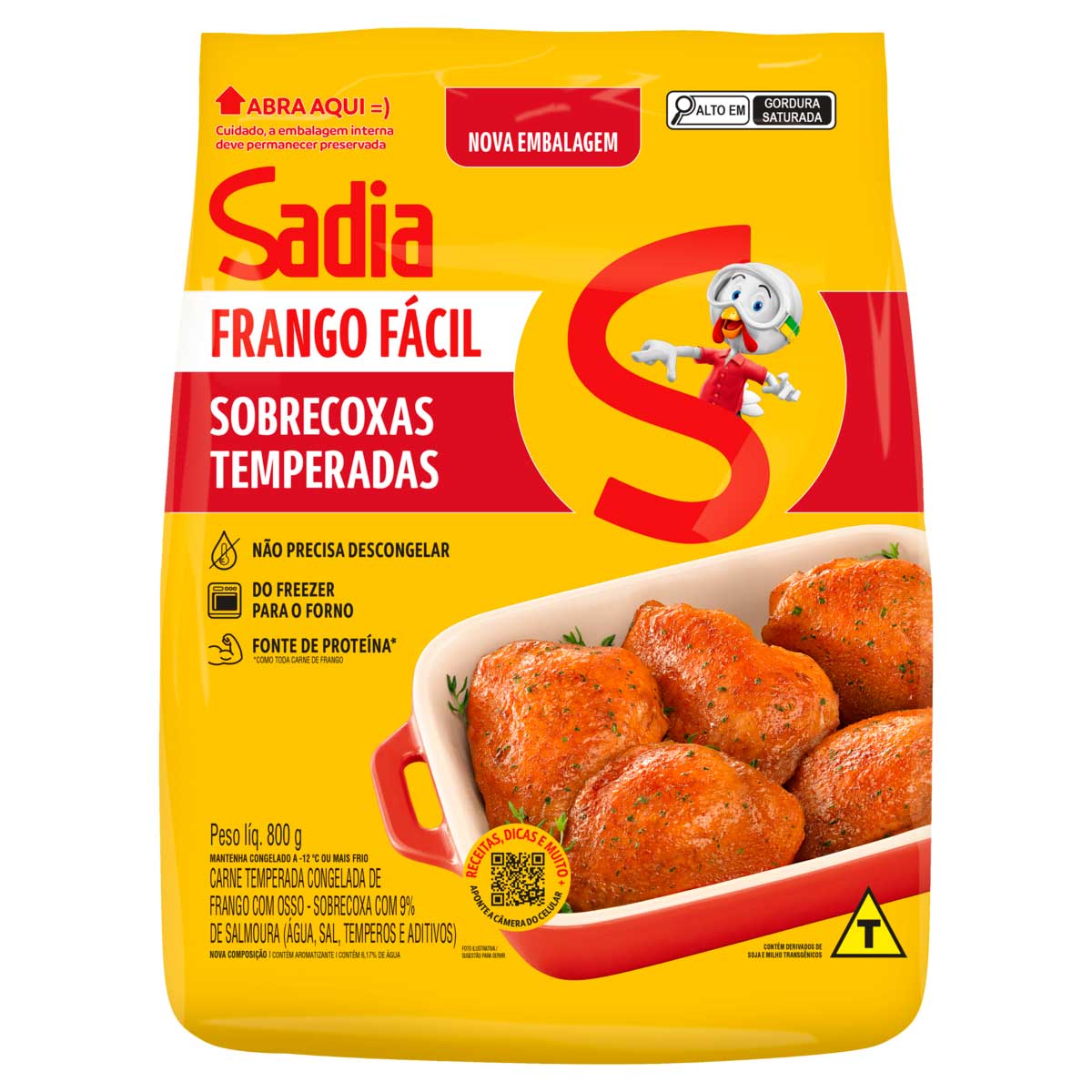 Sobrecoxa de Frango Congelada Temperada Sadia Frango Pacote 800g