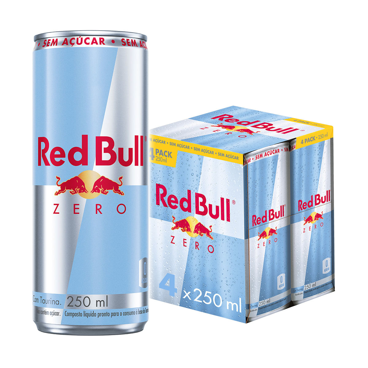 Pack de 4 latas Red Bull Energético Zero Açúcar 250ml