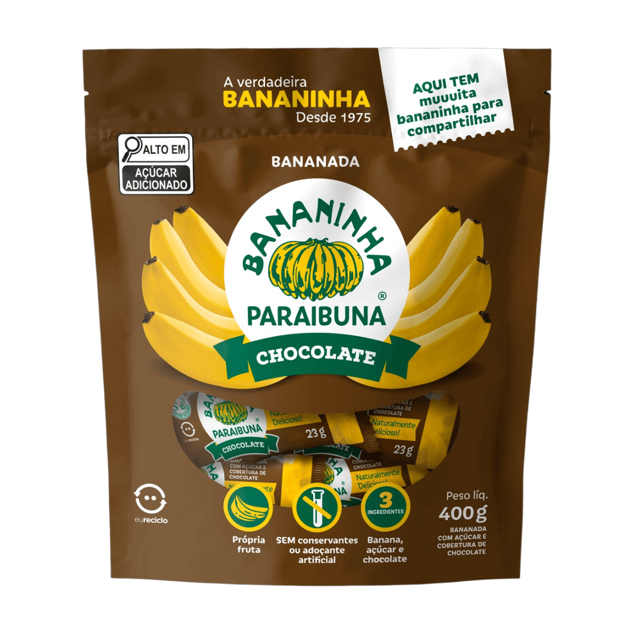 Bananinha Com Cobertura De Chocolate Paraibuna 400g
