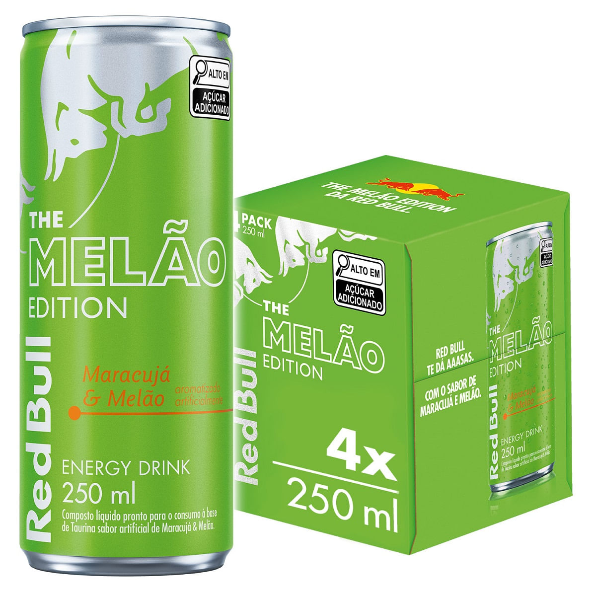 Pack de 4 latas Red Bull Energético Maracujá e Melão 250ml