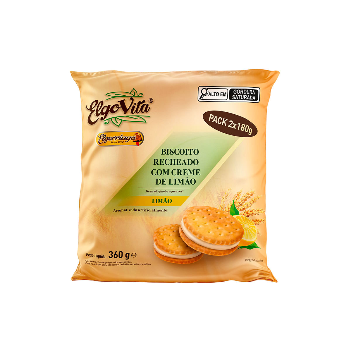 Biscoito Limão Zero Açúcar 2x180g Elgovita