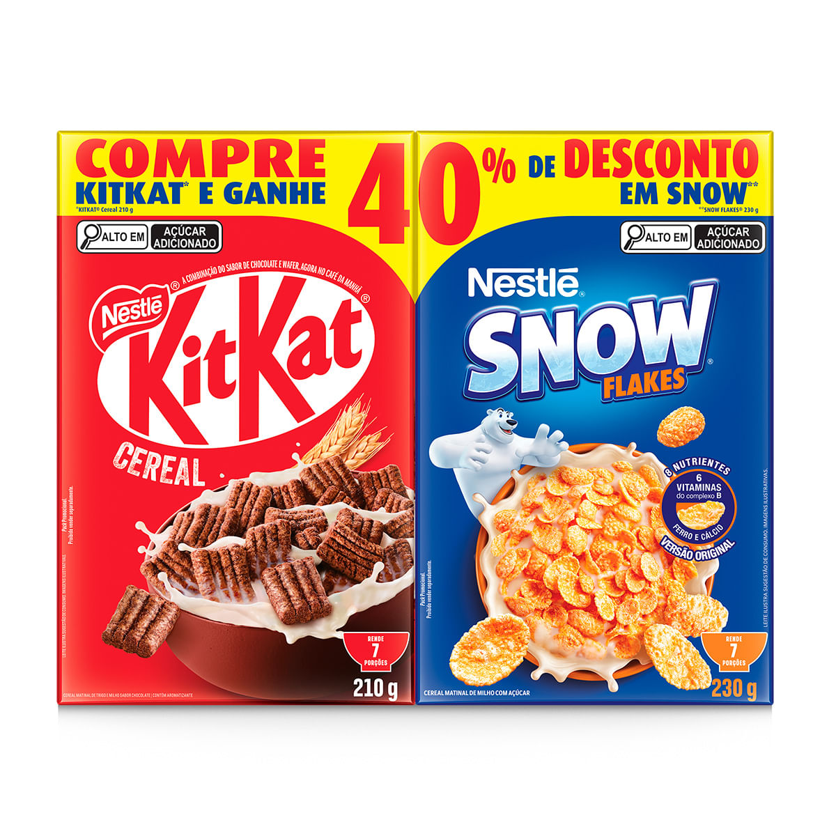 Kit Cereal KitKat 210g e Snow 230g