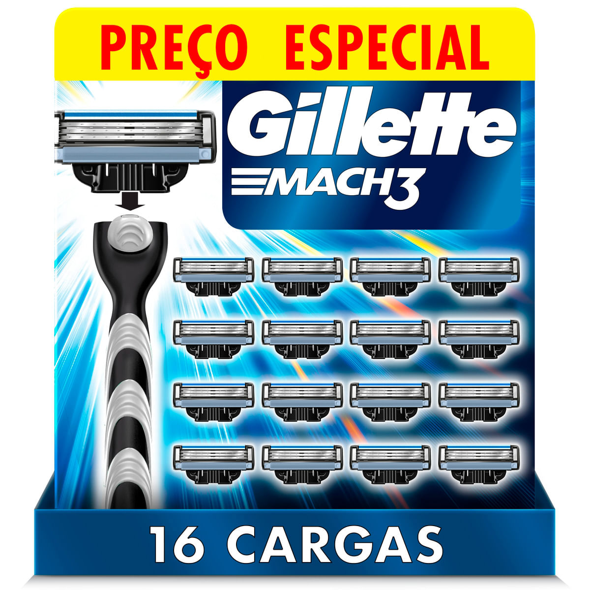 Carga de Aparelho para Barbear Gillette Mach3 Cartela 16 Unidades
