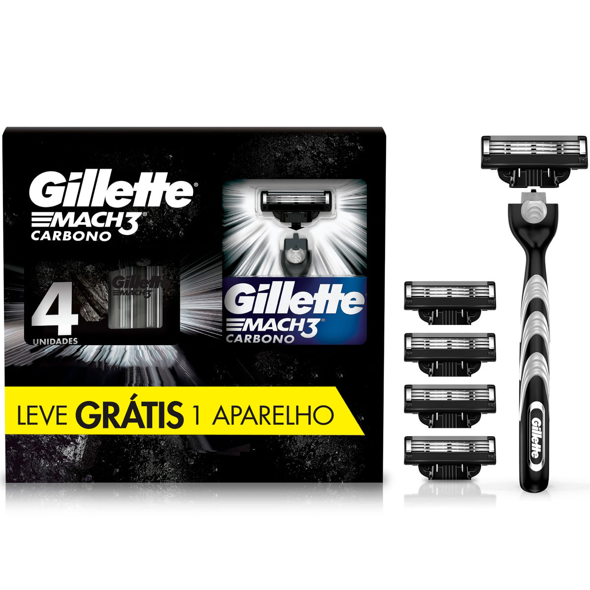 Kit Mach3 Carbono 4 Cargas + grátis aparelho